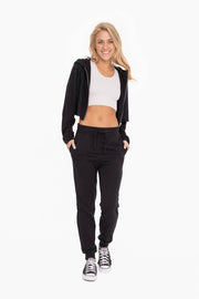 Crop Hoodie Zip-Up French Terry Jacket