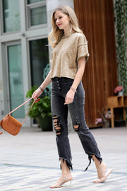 French Terry Washed Crop Top