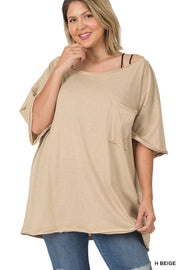 Plus Oversized Raw Edge Boyfriend Tee