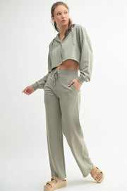 Crop Hoodie Zip-Up French Terry Jacket