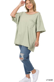 Plus Oversized Raw Edge Boyfriend Tee