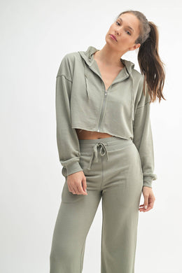 Crop Hoodie Zip-Up French Terry Jacket