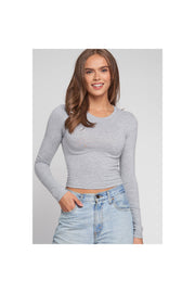 Crew Neck Long Sleeve Cotton Top