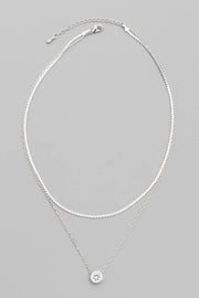 Layered Crystal Stud Pendant Necklace