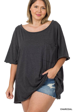 Plus Oversized Raw Edge Boyfriend Tee