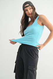 Square Neck Ribbed Tank Top