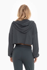 Crop Hoodie Zip-Up French Terry Jacket