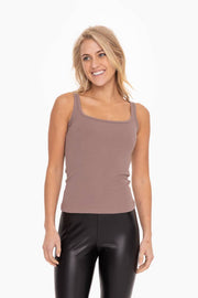 Square Neck Ribbed Tank Top