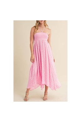 FLORAL HALTER NECK MAXI DRESS WITH SLITS