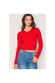 Crew Neck Long Sleeve Cotton Top