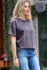 French Terry Washed Crop Top