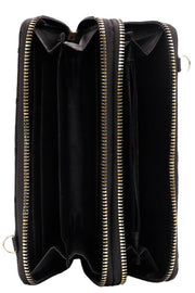 Diamond Quilted PU Double Zipper Continental Wallet Bag