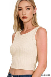 Ribbed Sleeveless Crop Tank Top
