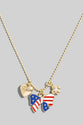 Cz Stud Clover Heart And Enamel Usa Bow Charms Chain