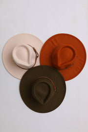 Flat Brim Buckle Hat - Olive