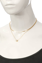 Layered Crystal Stud Pendant Necklace