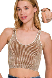 Premium Washed Seamless Rib Crop Tank