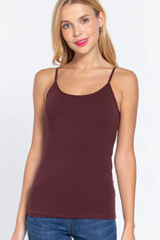 Basic Adjustable Spaghetti Strap Cropped Cami with Shelf Bra