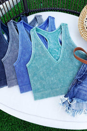 Premium Washed Seamless Rib Crop Tank