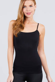 Basic Adjustable Spaghetti Strap Cropped Cami with Shelf Bra