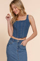 Front Lined Stretch Denim Cami Top