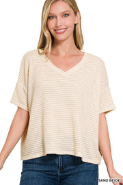 Textured Relaxed Fit Summer Sweater w/ back patch