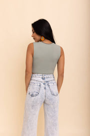 V-Neck Seamless Retro Crop Tank