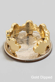 Gold Dipped Shell Clover Linked Open Band Ring
