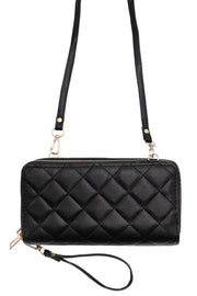 Diamond Quilted PU Double Zipper Continental Wallet Bag