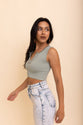 V-Neck Seamless Retro Crop Tank