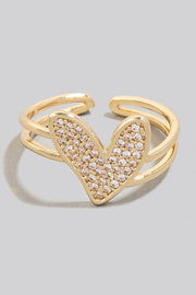 Cubic Zirconia Heart Open Band Ring
