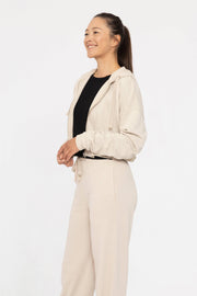 Crop Hoodie Zip-Up French Terry Jacket