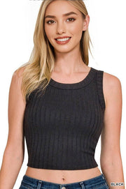 Ribbed Sleeveless Crop Tank Top
