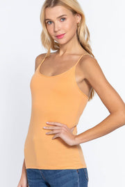 Basic Adjustable Spaghetti Strap Cropped Cami with Shelf Bra