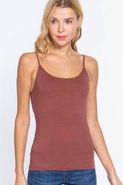 Basic Adjustable Spaghetti Strap Cropped Cami with Shelf Bra