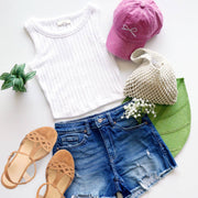 Ribbed Sleeveless Crop Tank Top