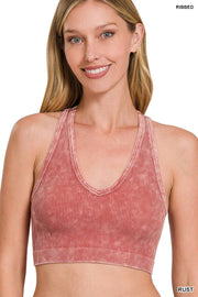 Premium Washed Seamless Rib Crop Tank