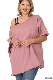 Plus Oversized Raw Edge Boyfriend Tee