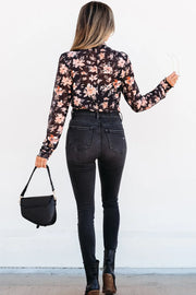 Black Floral Mesh Long Sleeve