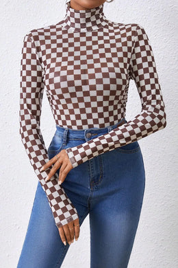 Checkered Long Sleeve Bodysuit