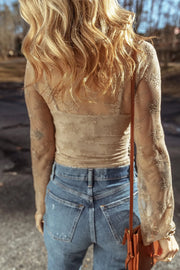 Nude Lace Mesh Blouse
