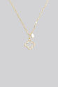 Pearl And Mini Cz Studded Clover Charm Chain Necklace