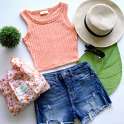 Ribbed Sleeveless Crop Tank Top