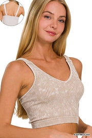 Premium Washed Seamless Rib Crop Tank