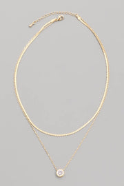 Layered Crystal Stud Pendant Necklace