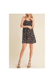 FLORAL PRINT SMOCKED WAIST CAMI MINI DRESS