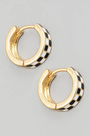 Checkered Print Mini Huggie Earrings