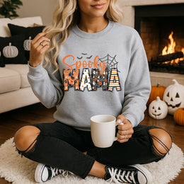 Spooky Mama Crewneck Sweatshirt Pullover Cotton