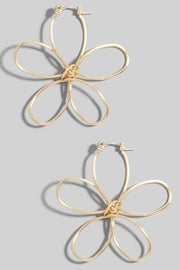 Dainty Wire Flower Hoop Earrings