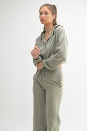 Crop Hoodie Zip-Up French Terry Jacket